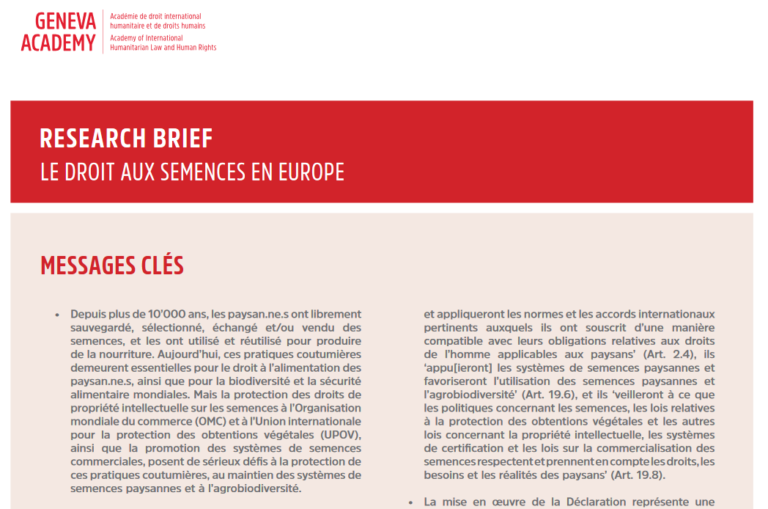 Research brief: Le droit aux semences en Europe