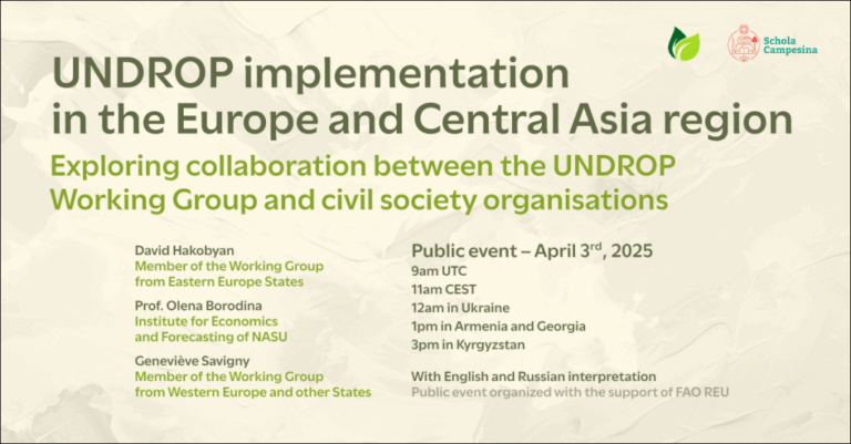 Webinar – UNDROP implementation in the Europe and Central Asia region