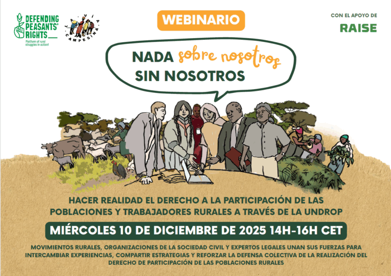 WEBINARIO: Nada sobre nosotres sin nosotres – Hacer efectivo el derecho a la participación de los pueblos y personas trabajadoras rurales mediante la UNDROP