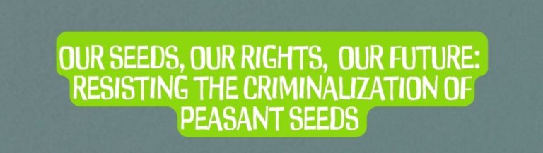 Our seeds, our rights, our future: Resisting the Criminalization of Peasant Seeds